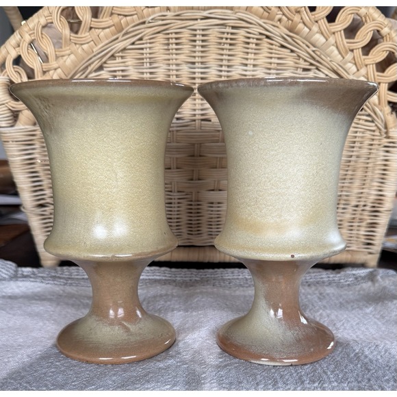 Frankoma Other - Vintage Set of 60s Frankoma Pottery F35 Flower Vases Desert Gold Glaze 7"